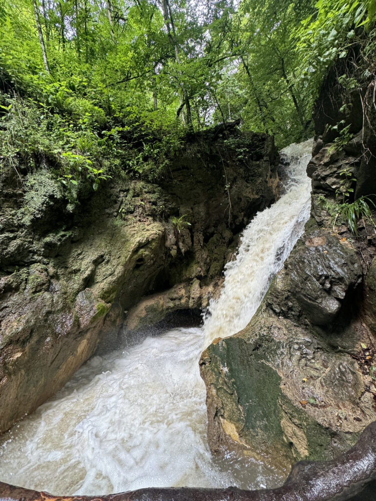 Waterfall cascading through a narrow rocky gorge near Dilijan, Armenia
